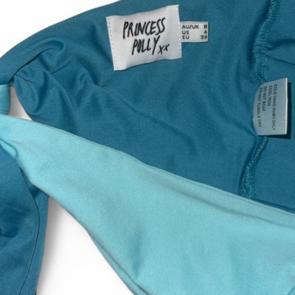 Princess Polly Teal and Light Blue Wraparound Top - Picture 3 of 3